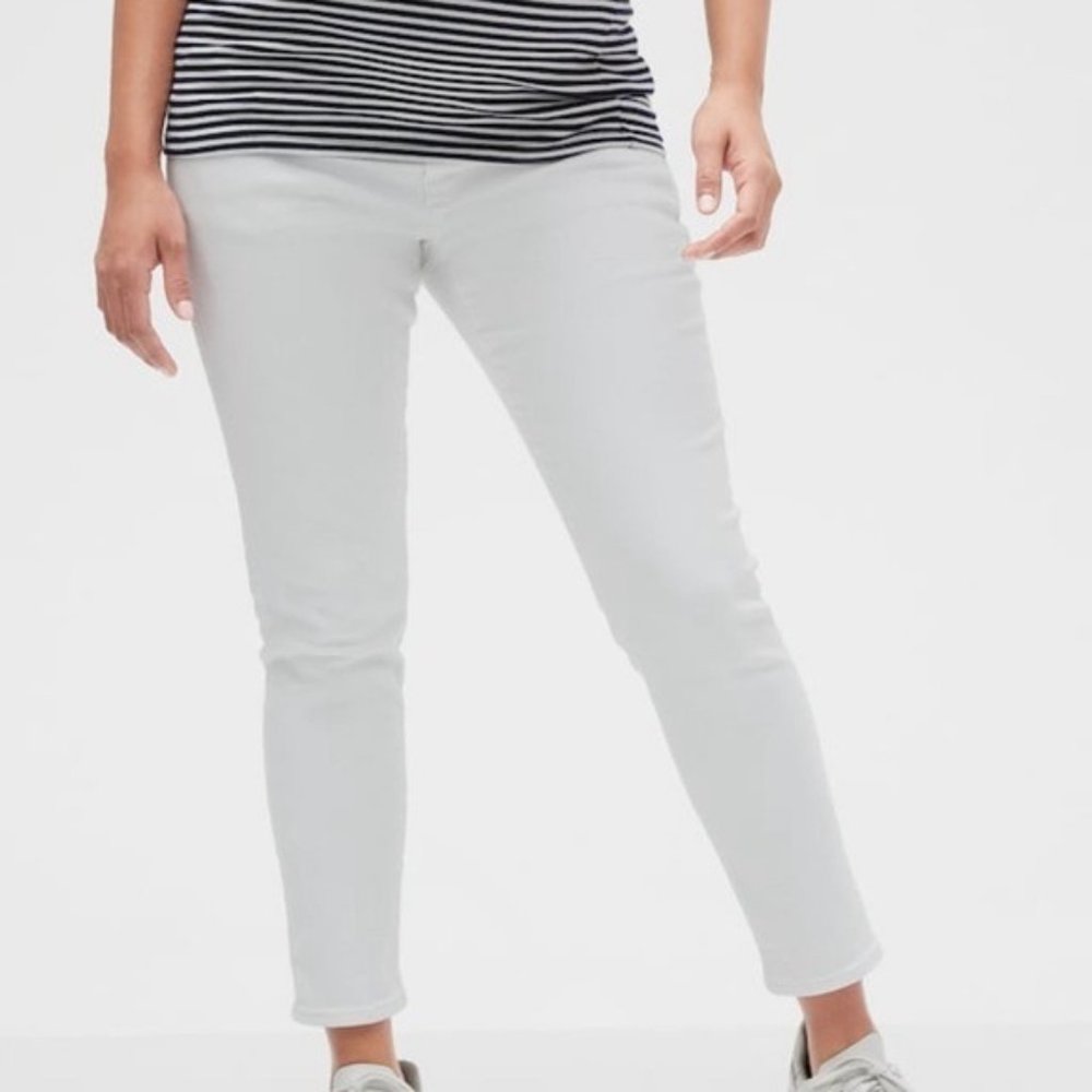NWT Gap Maternity Off White Demi Panel True Skinny Stretch Denim Jeans Size 30‎